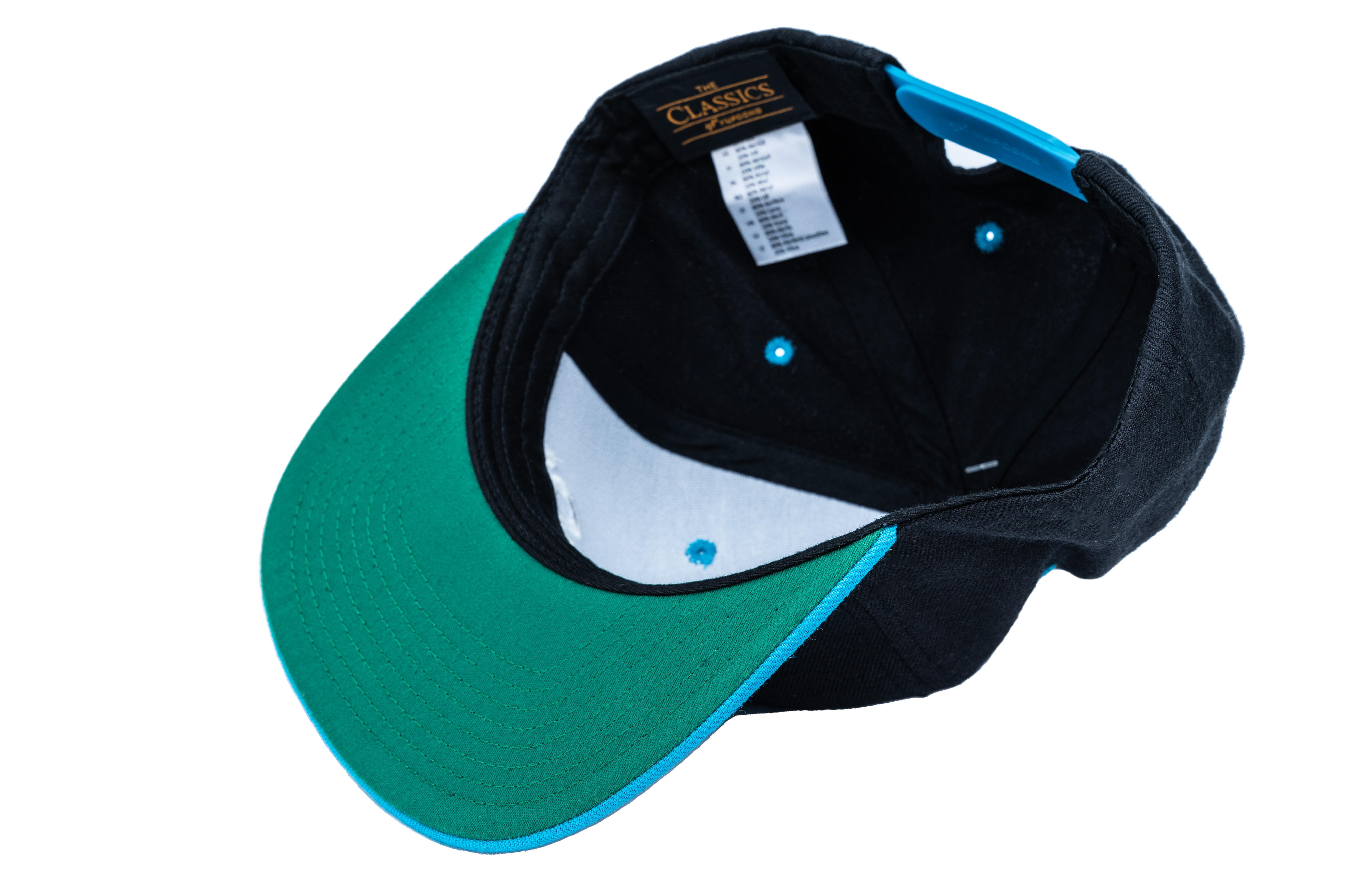 SOLLSO. Classic Snapback 2-Tone Cap, Black-Teal