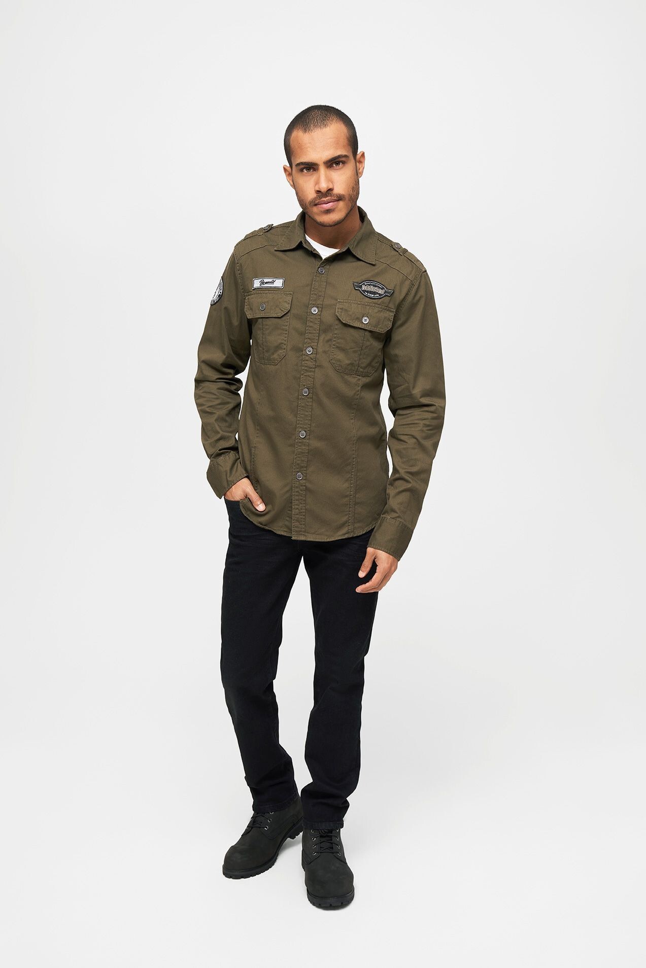 Brandit Luis Vintage Shirt Long Sleeve, oliv, Gr.M