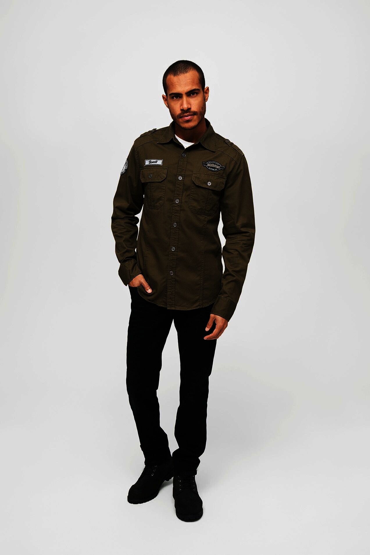 Brandit Luis Vintage Shirt Long Sleeve, oliv, Gr.M