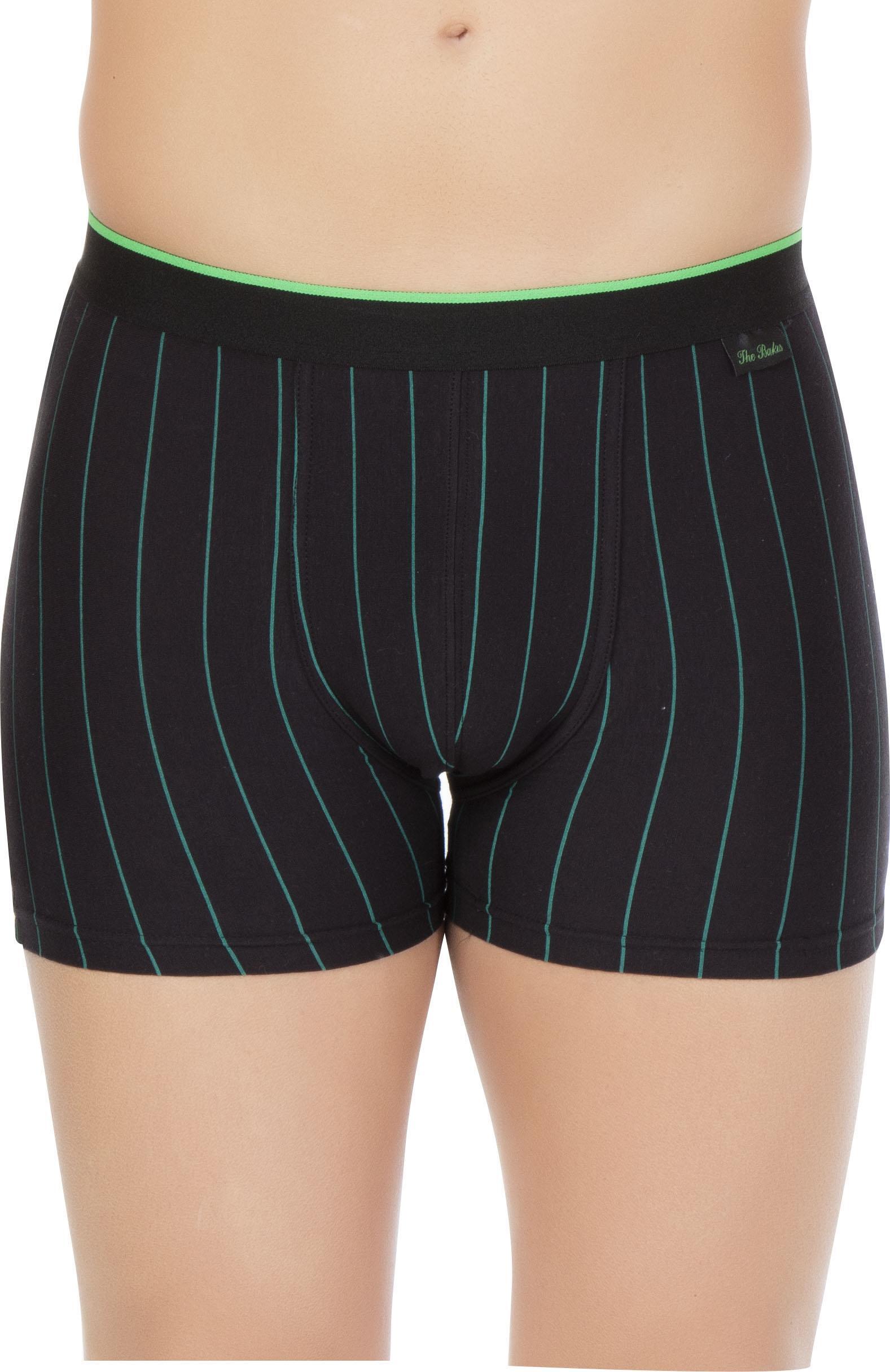 Herren Boxershort Feinripp schwarz mit farbigen Streifen, 3 Stück, Größe 6