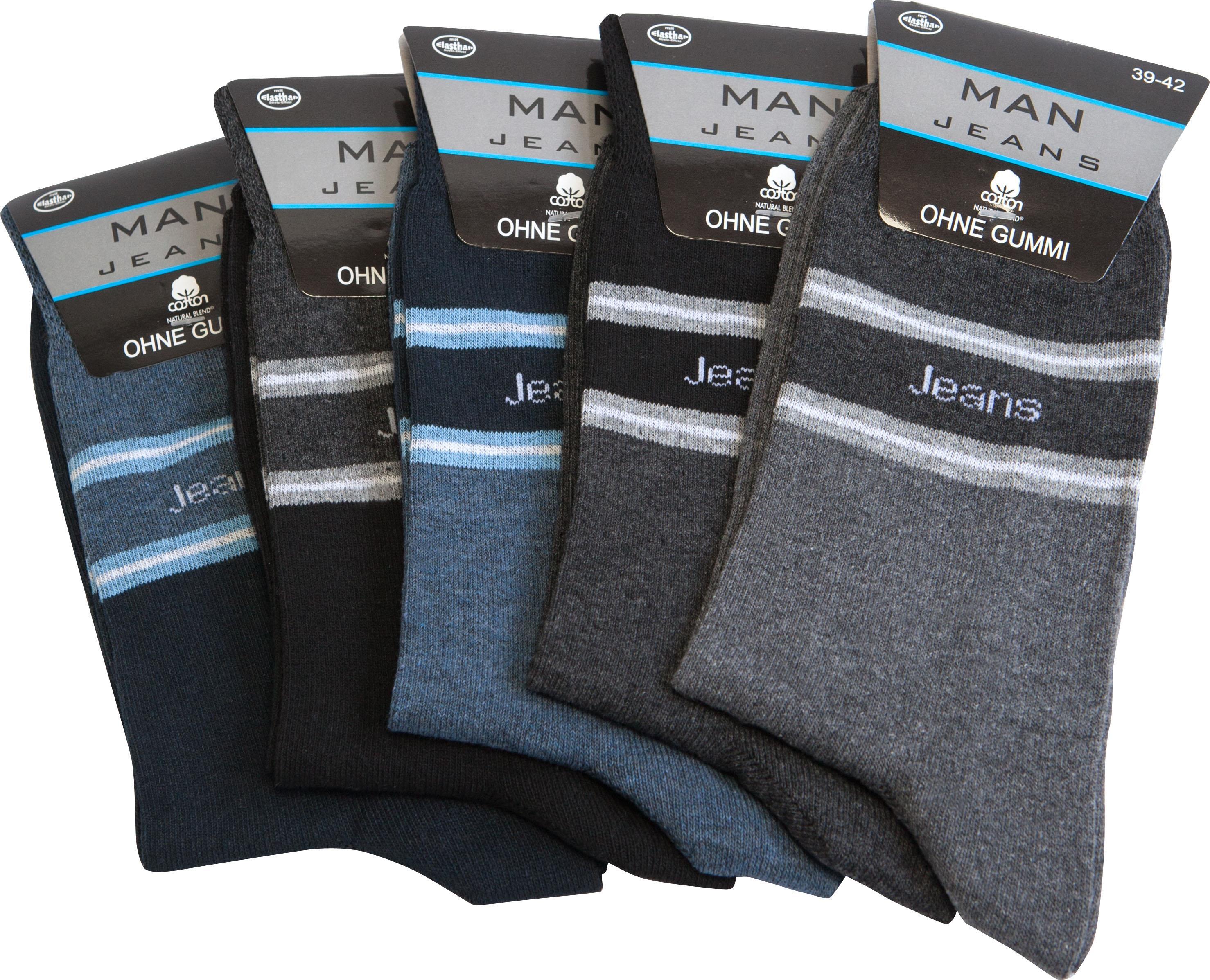 Herren Socken ohne Gummizug "Jeans", mehrfarbig, Art. 1589, Gr.39-42, 15er-Pack