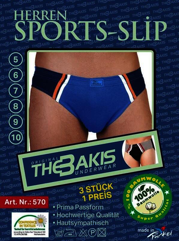 The Bakis Herren Baumwolle Sports Slips, 9er-Pack, mehrfarbig, Größe 6