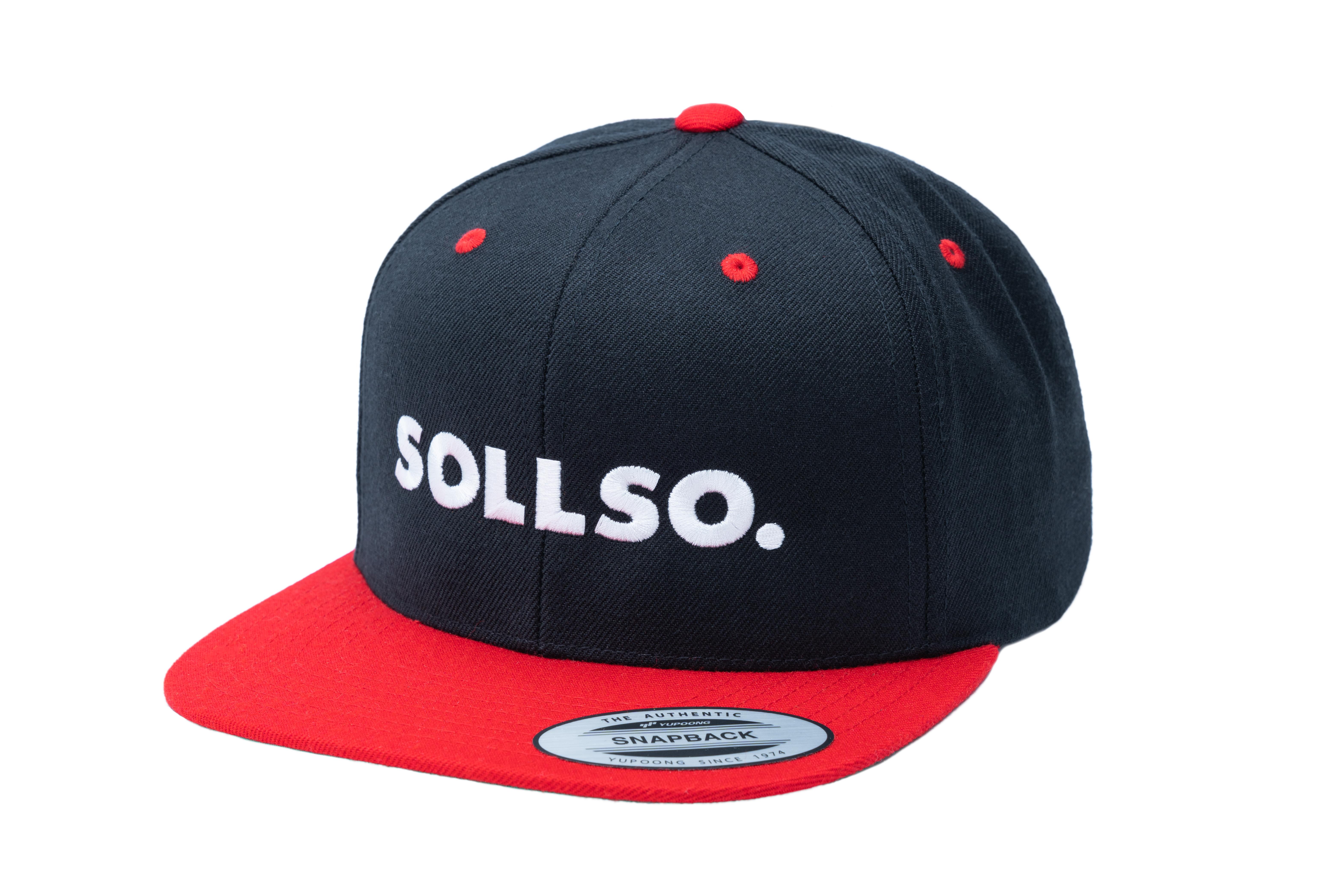 SOLLSO. Classic Snapback 2-Tone Cap, Black-Red