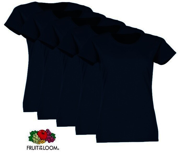 FRUIT OF THE LOOM  Valueweight Damen-T-Shirt, 5er-Pack, navy, Gr.XL