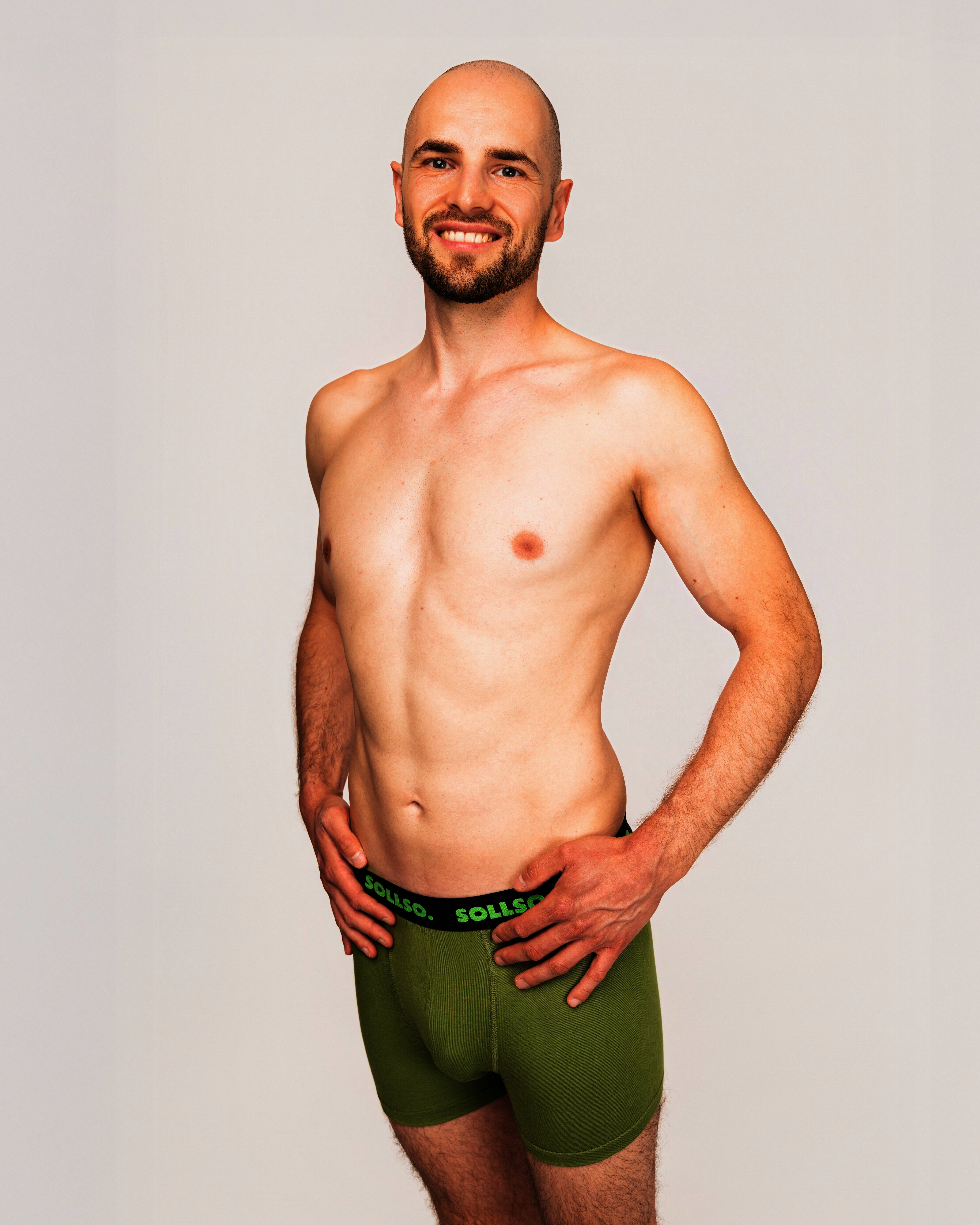 3er Pack Herren Boxershort, Bambusviskose, Olive, Gr.L