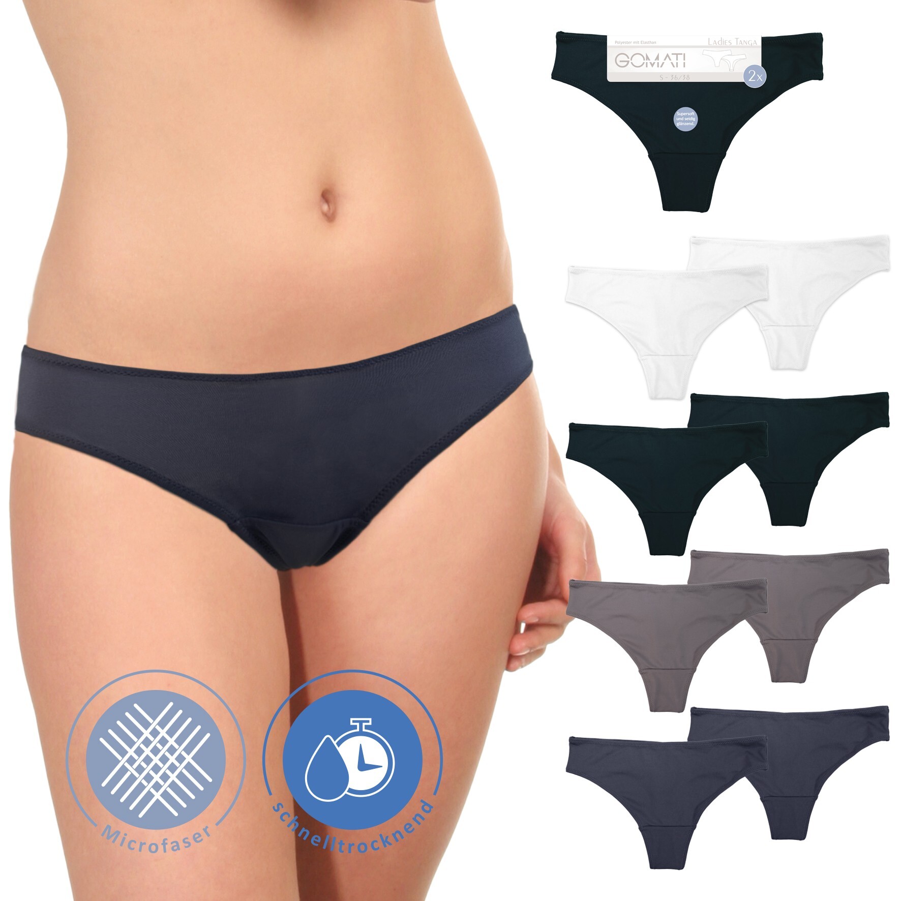Damen String Tanga weiß  2er Größe 40/42