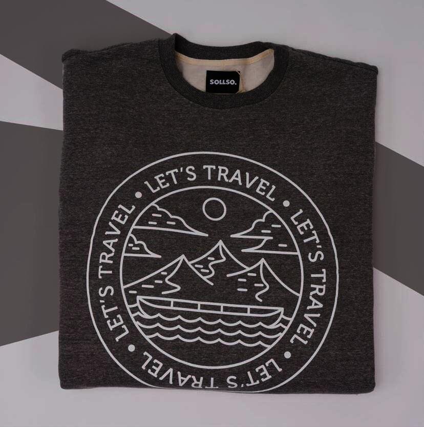SOLLSO. Sweatshirt „Let’s Travel“, Farbe Pepper & Salt, Größe 3XL