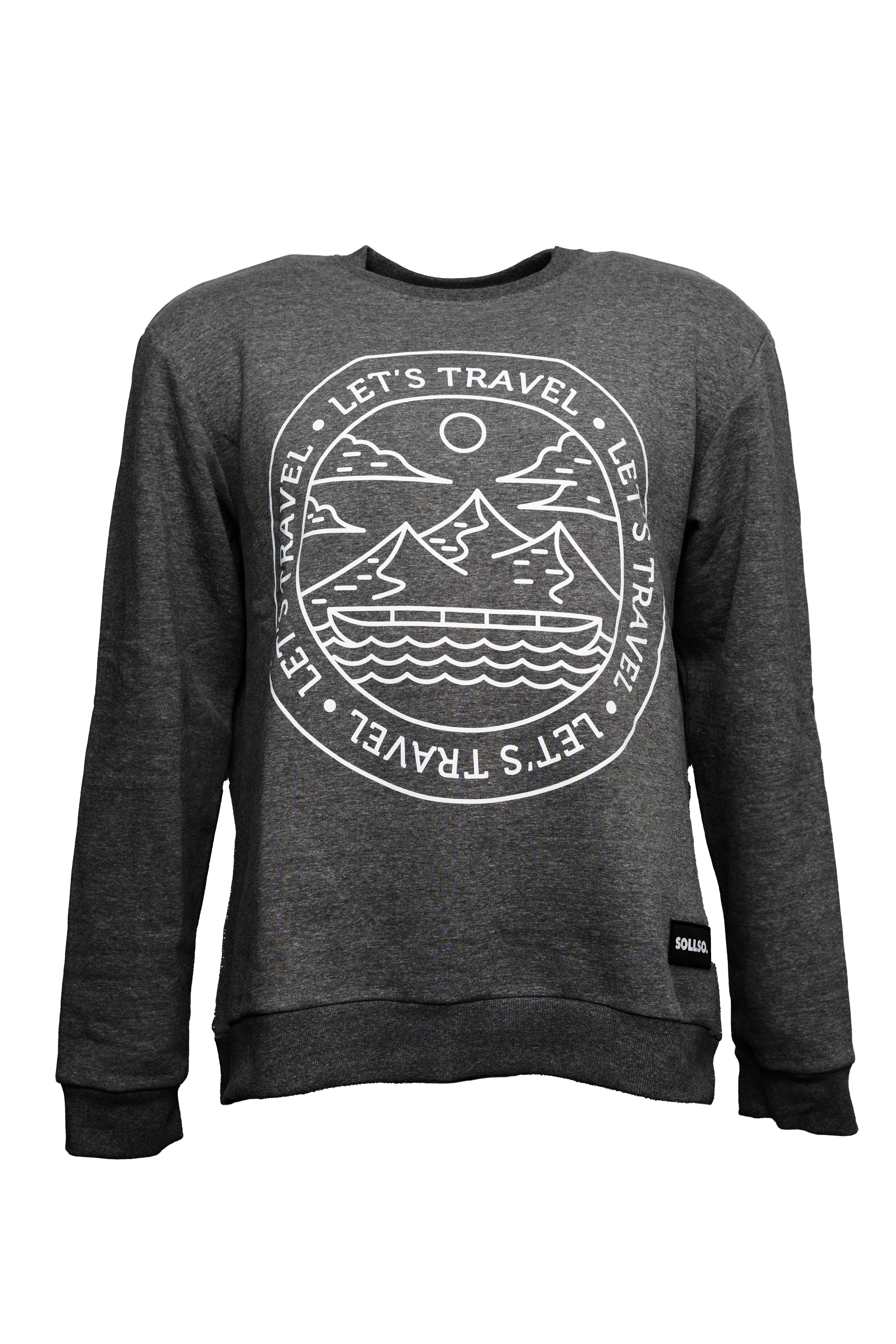 SOLLSO. Sweatshirt „Let’s Travel“, Farbe Pepper & Salt, Größe 3XL