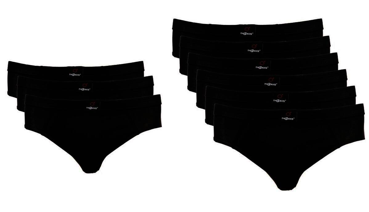 The BAKIS Herren Sportslip, 3 x 3er Pack, schwarz, Größe 8
