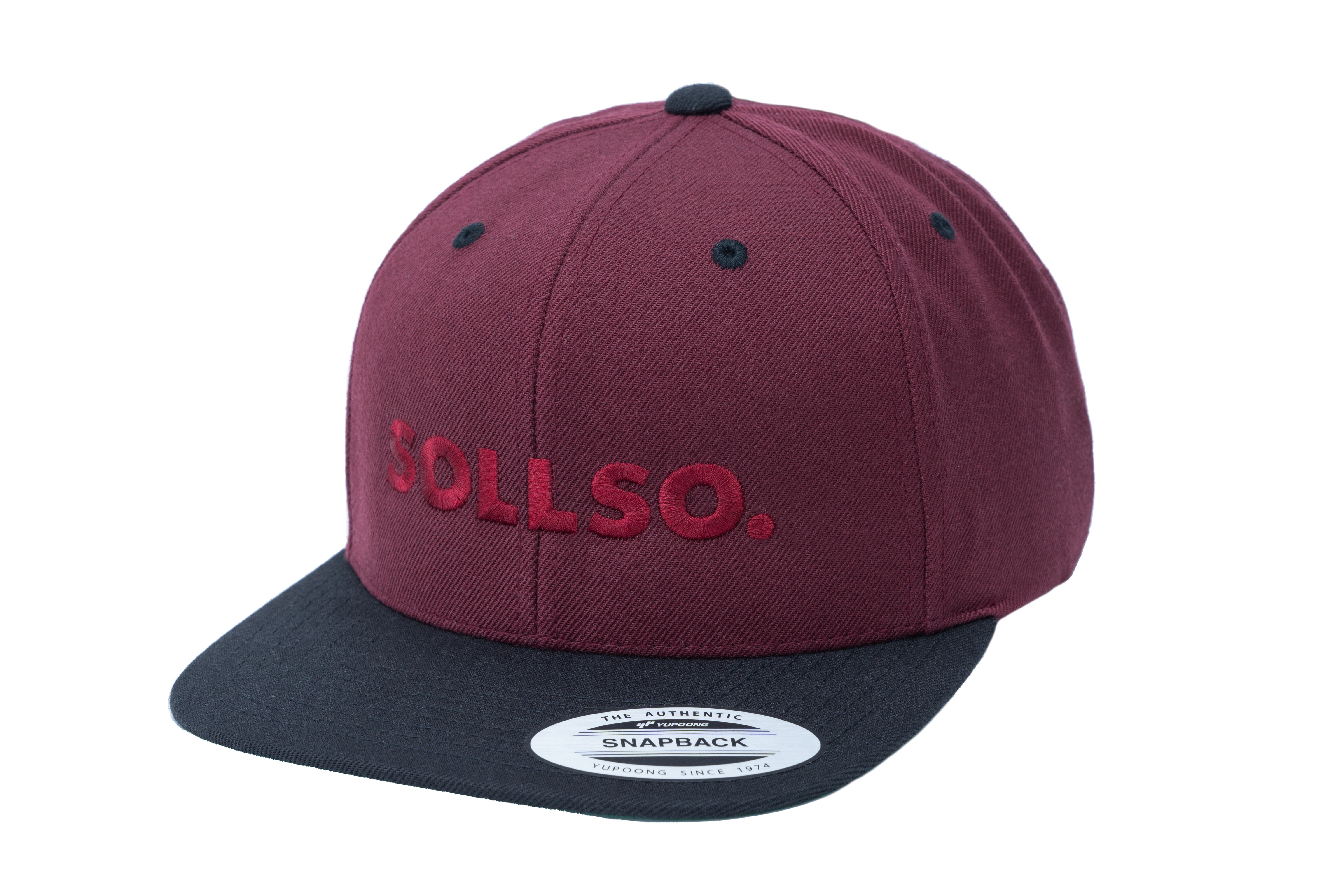 SOLLSO. Classic Snapback 2-Tone Cap, Maroon-Black