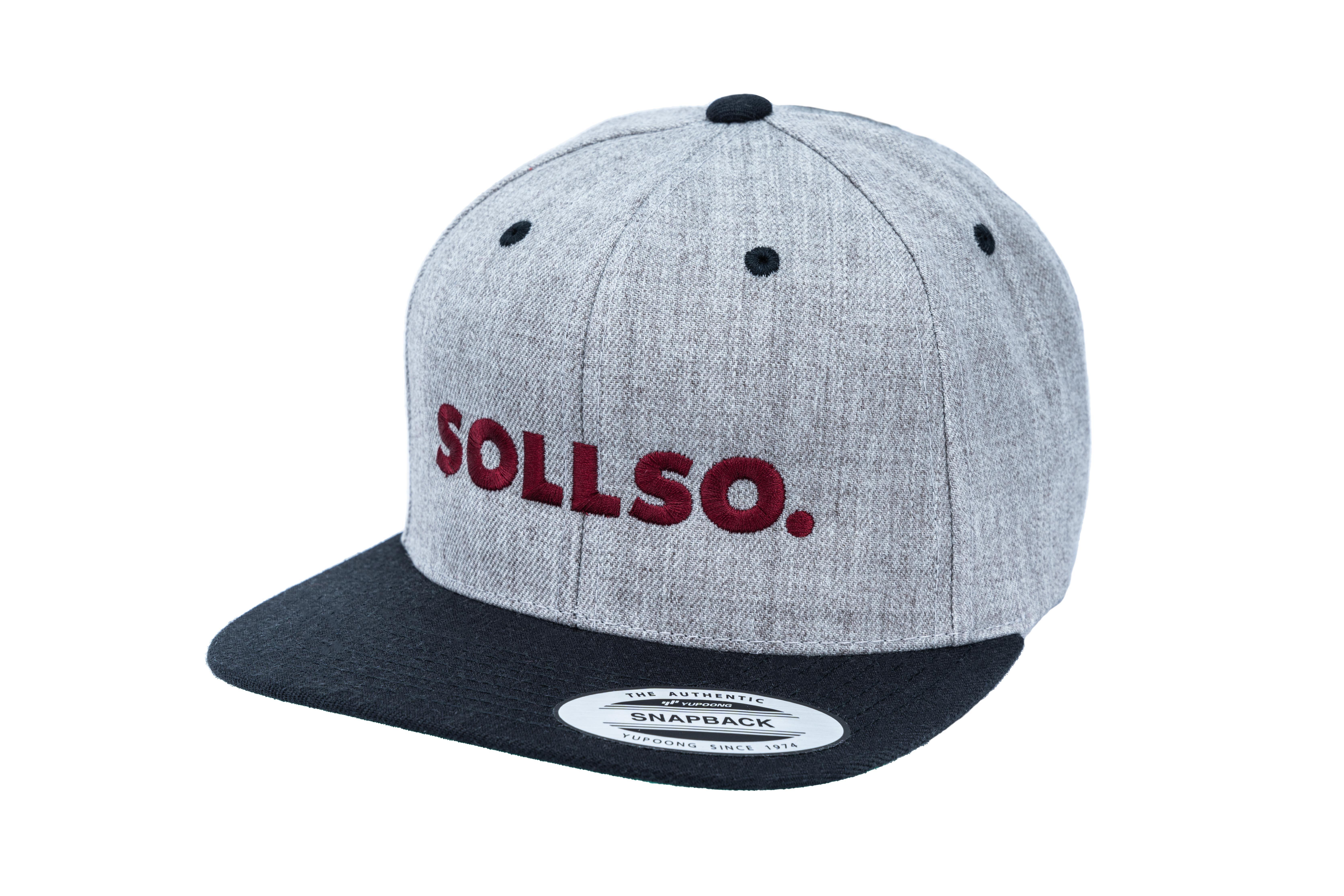 SOLLSO. Classic Snapback 2-Tone Cap, HeatherGrey-Black