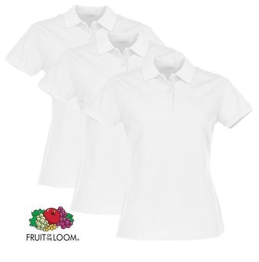 FOTL  Damen Premium-Poloshirt, 3er-Pack, weiß, Gr.XL