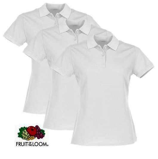 FOTL  Damen Premium-Poloshirt, 3er-Pack, weiß, Gr.XL