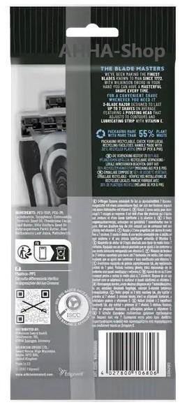 Wilkinson Extra 3 Essentials Black, Einwegrasierer, 6er Pack
