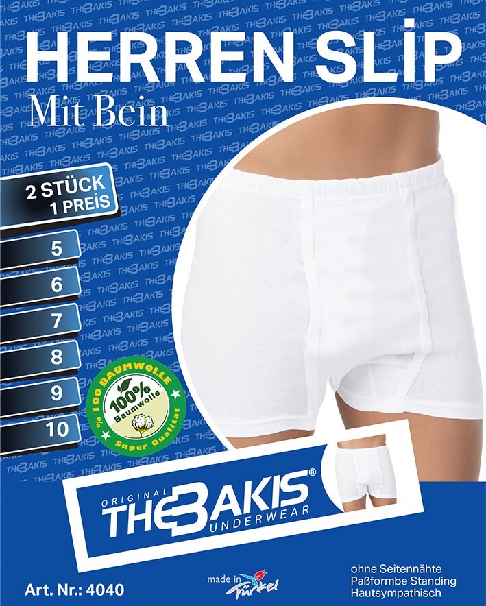 Herren Slip mit Bein 4040, Weiß, Feinripp, 2er-Pack, Gr.9