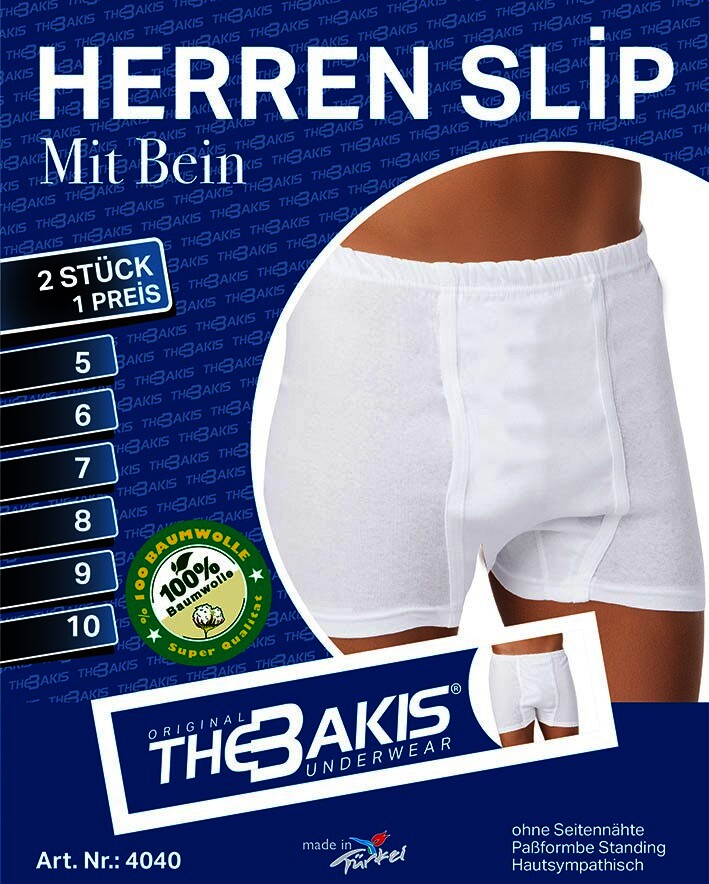 Herren Slip mit Bein 4040, Weiß, Feinripp, 2er-Pack, Gr.9