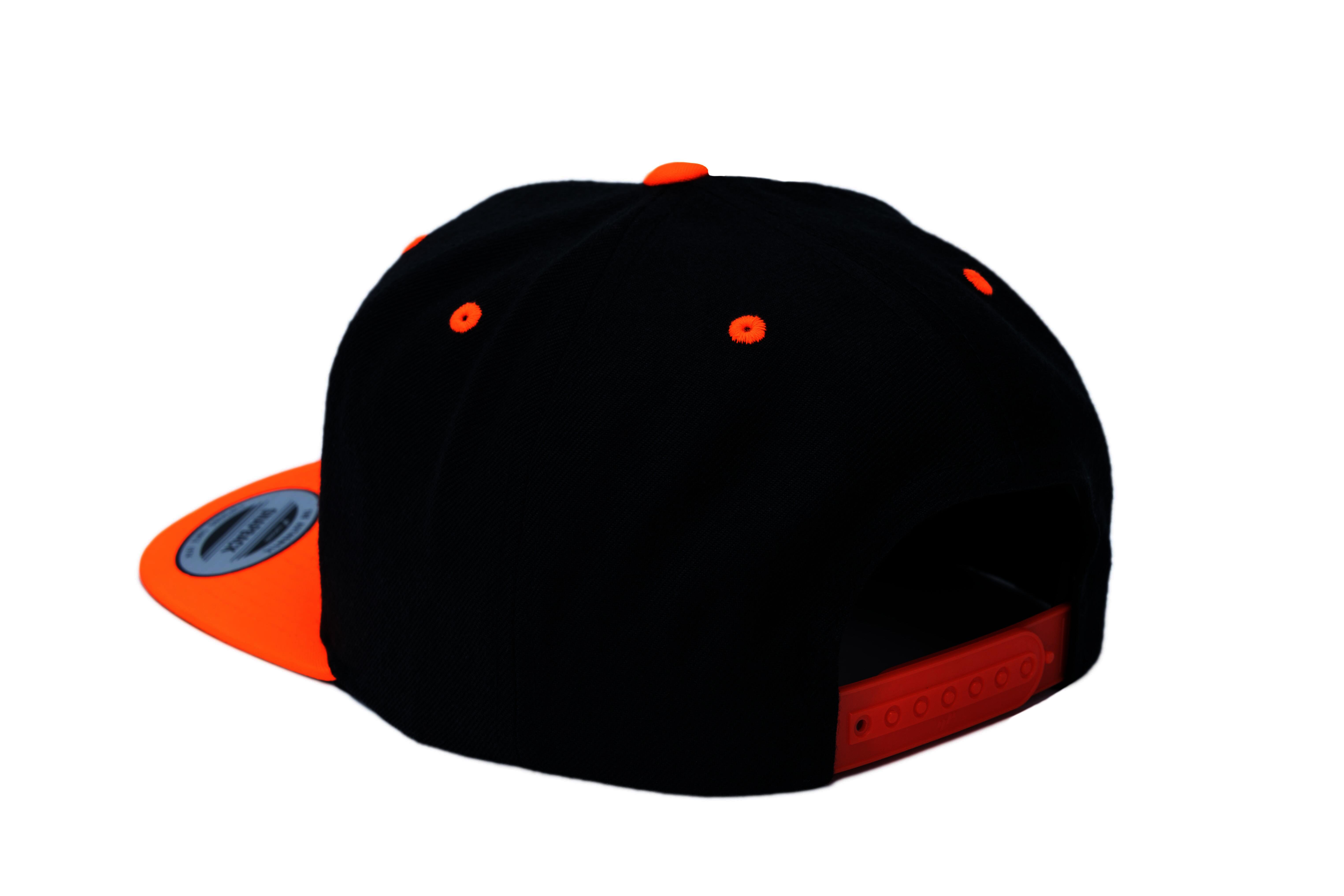 SOLLSO. Classic Snapback 2-Tone Cap, Black-Neon Orange