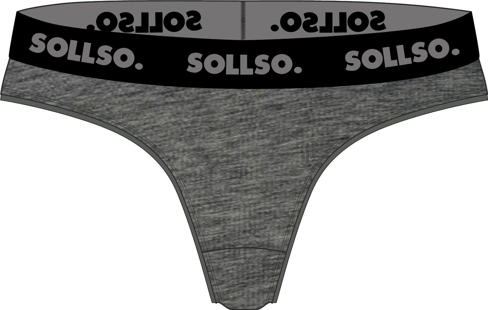 Damen Tanga, Bambusviskose, 3er-Pack, Grau/Schwarz, Gr.L