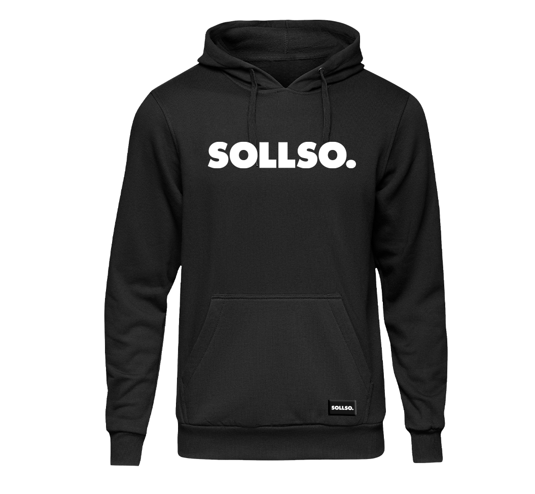 SOLLSO. Premium Hoodie "Pure Logo Big" Farbe Dark Black, Größe 6XL