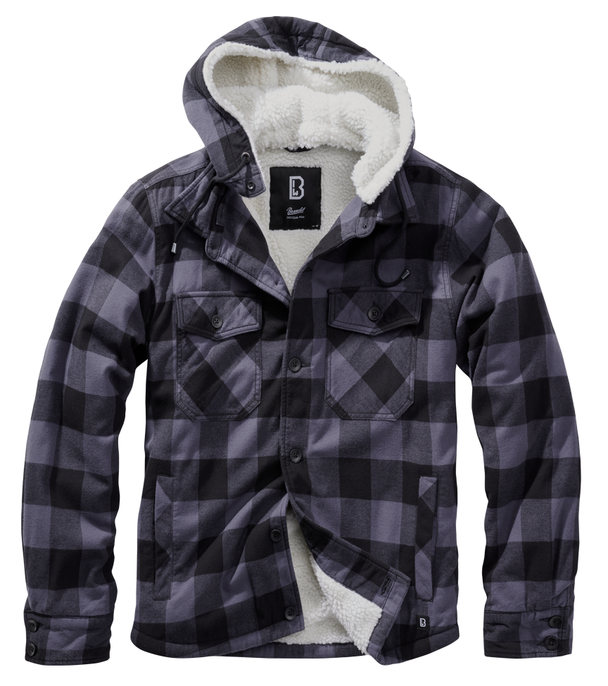 Brandit Lumberjacket hooded schwarz/grau, Größe 6XL