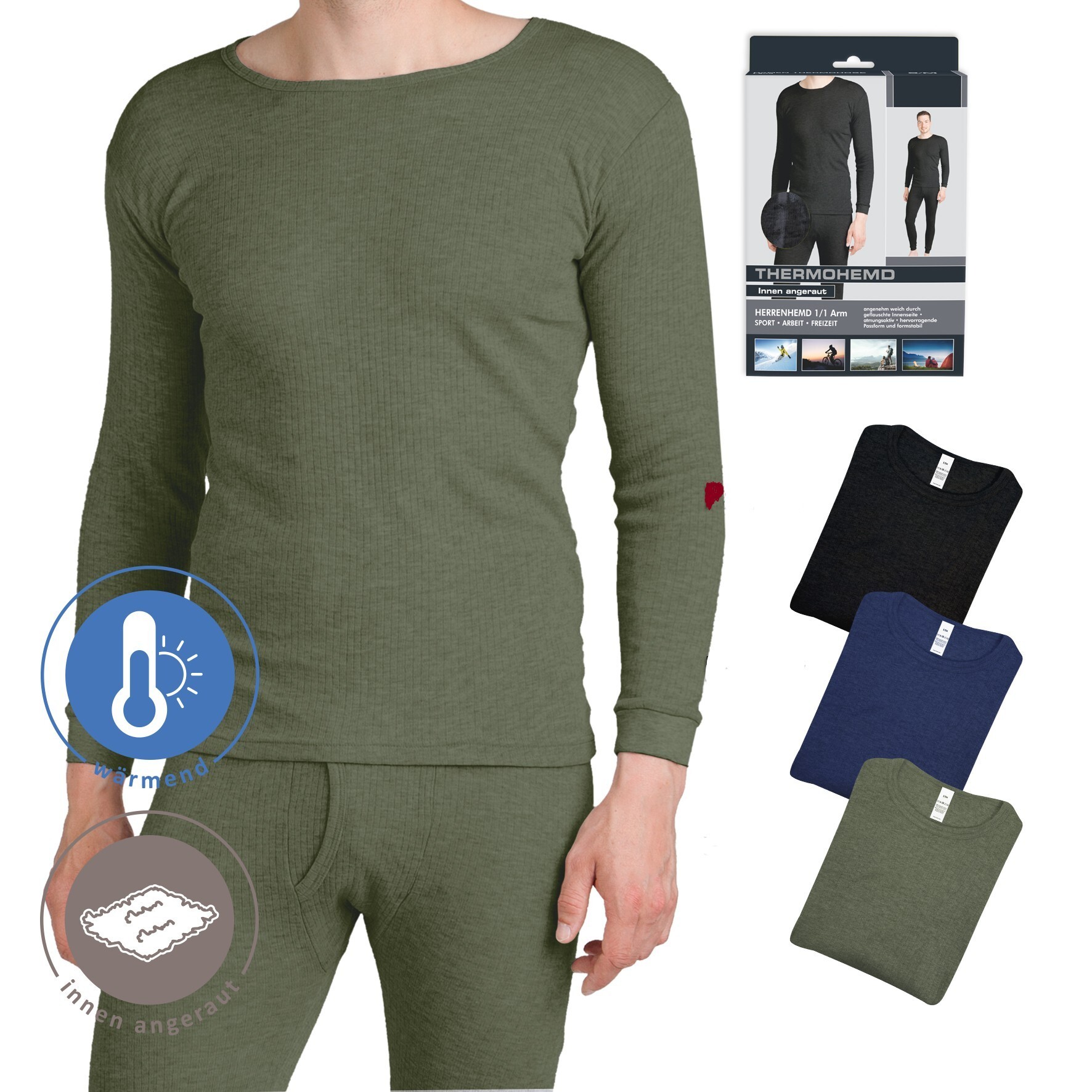 Herren Thermohemd 21401,  innen angeraut, interlock, Marine, Gr.7