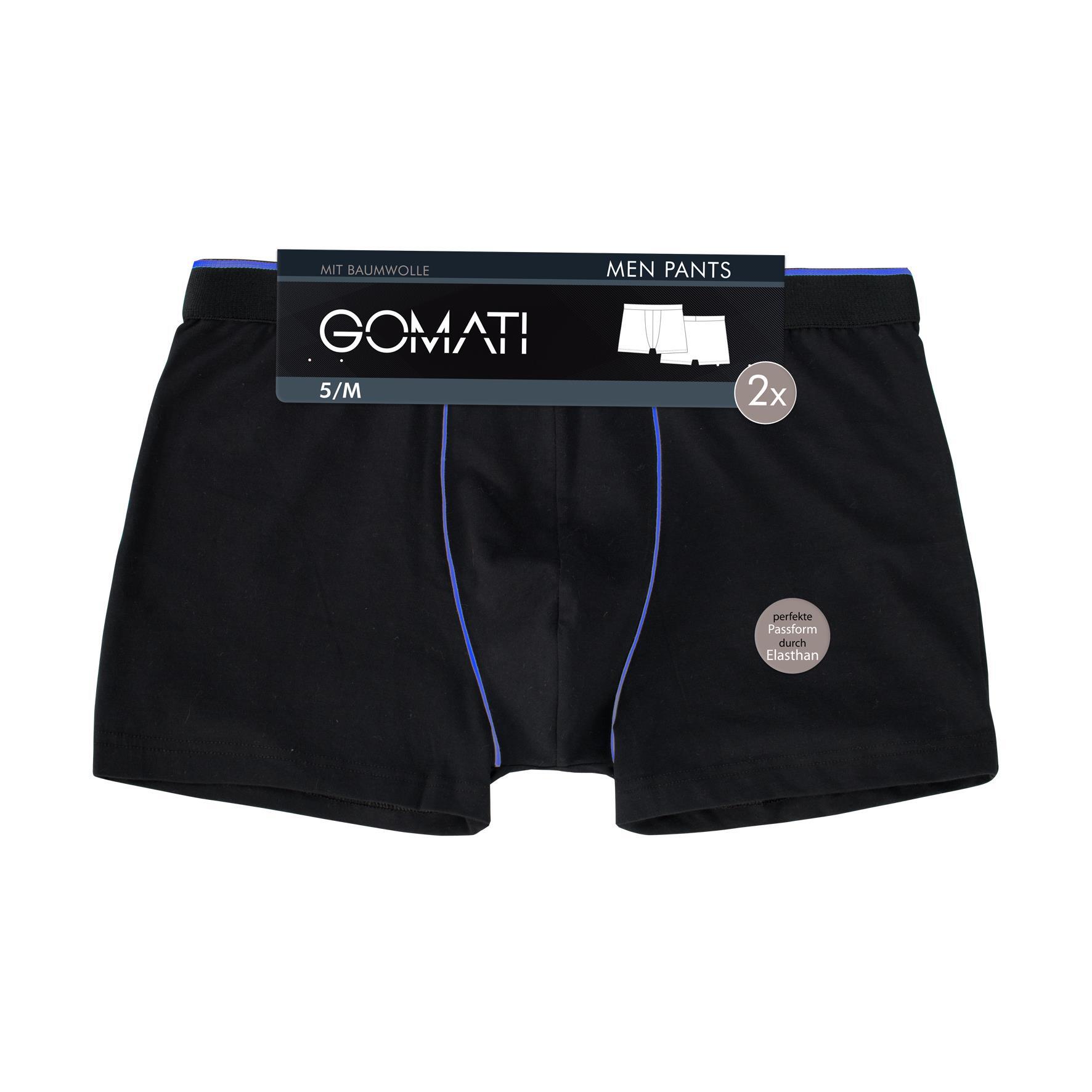 Herren Pants 27439, Schwarz mit versch. farbigen Paspeln, 8er-Pack, Gr.7