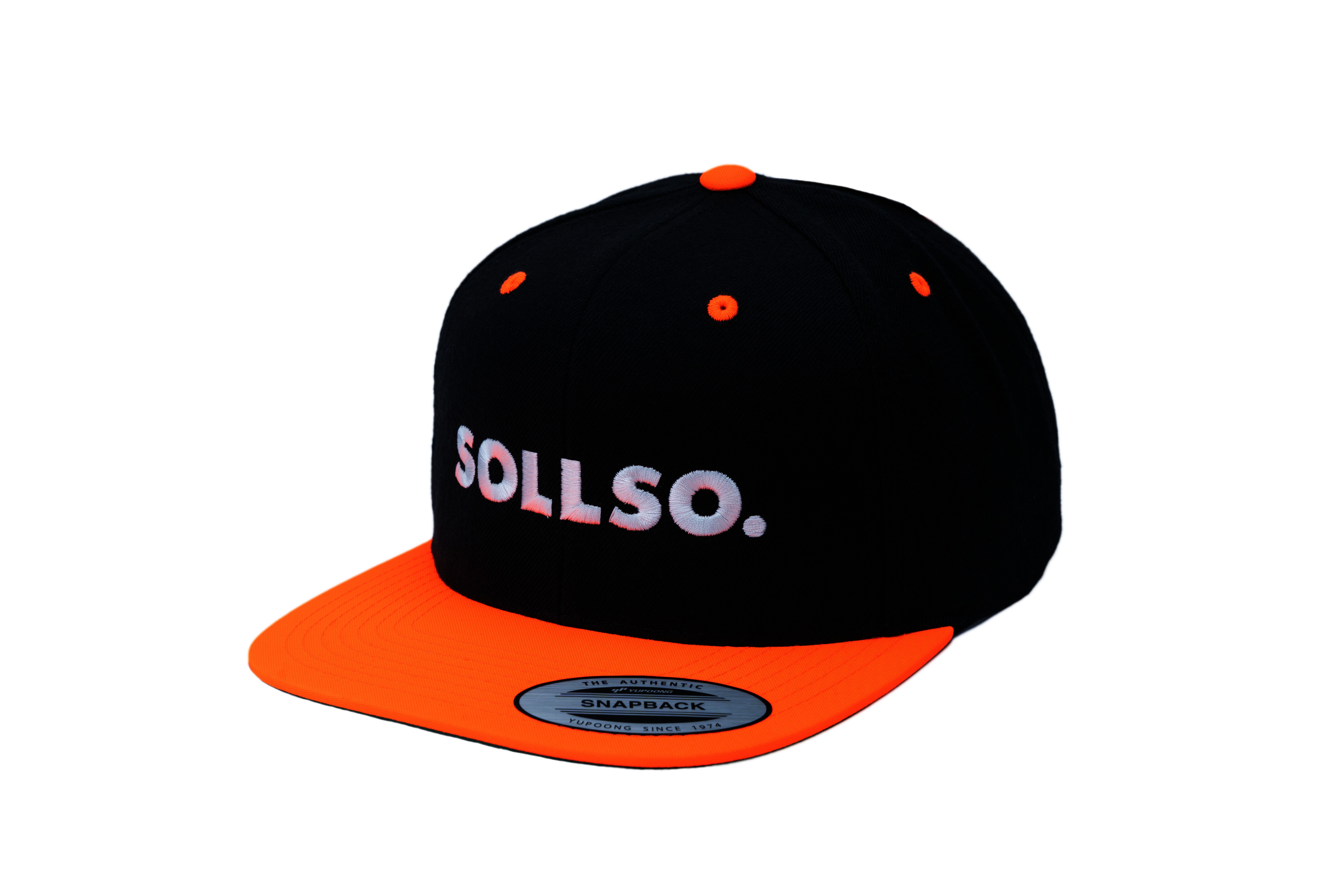 SOLLSO. Classic Snapback 2-Tone Cap, Black-Neon Orange