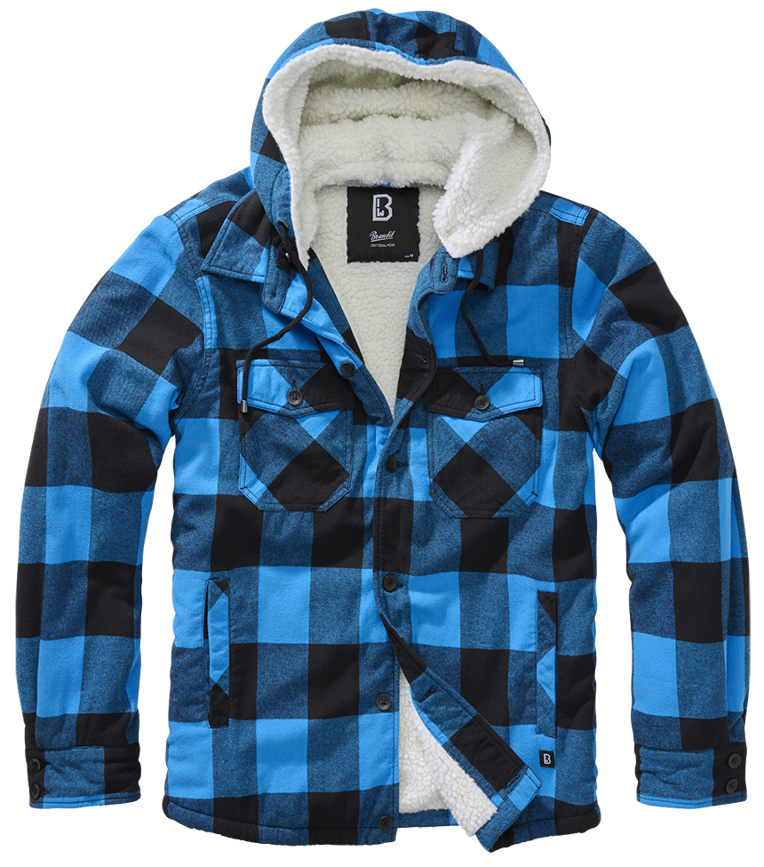 Brandit Lumberjacket hooded blau/schwarz, Größe 3XL