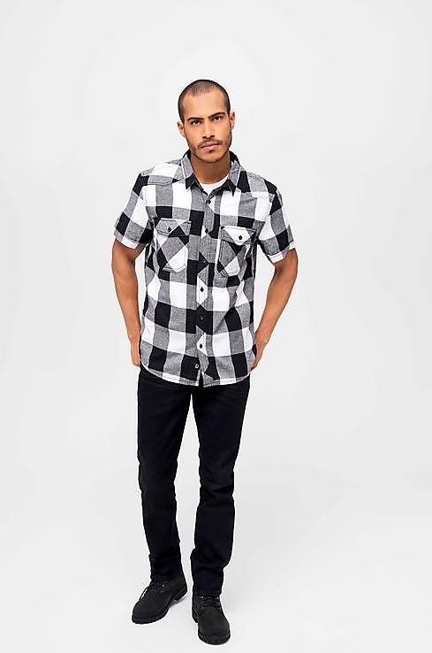 Brandit Holzfällerhemd Halbarm,  Farbe schwarz/weiß, Größe 7XL