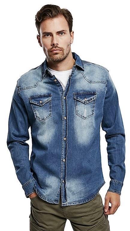 Brandit Riley Denim Cut Jeanshemd, Farbe denim blue, Größe L