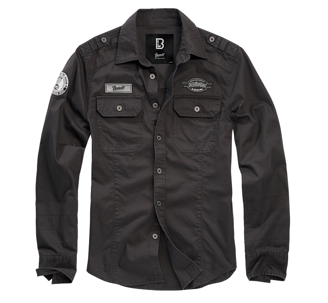 Brandit Luis Vintage Shirt Long Sleeve, schwarz, Gr.5XL