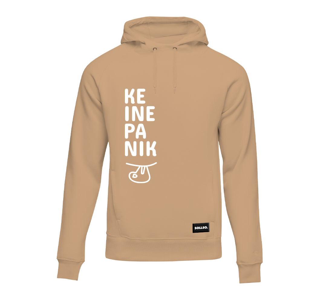 SOLLSO. Hoodie „No Panic Sloth“, Farbe Desert Beige, Größe L SOLLSO. Hoodie „No Panic Sloth“, Farbe Desert Beige, Größe L