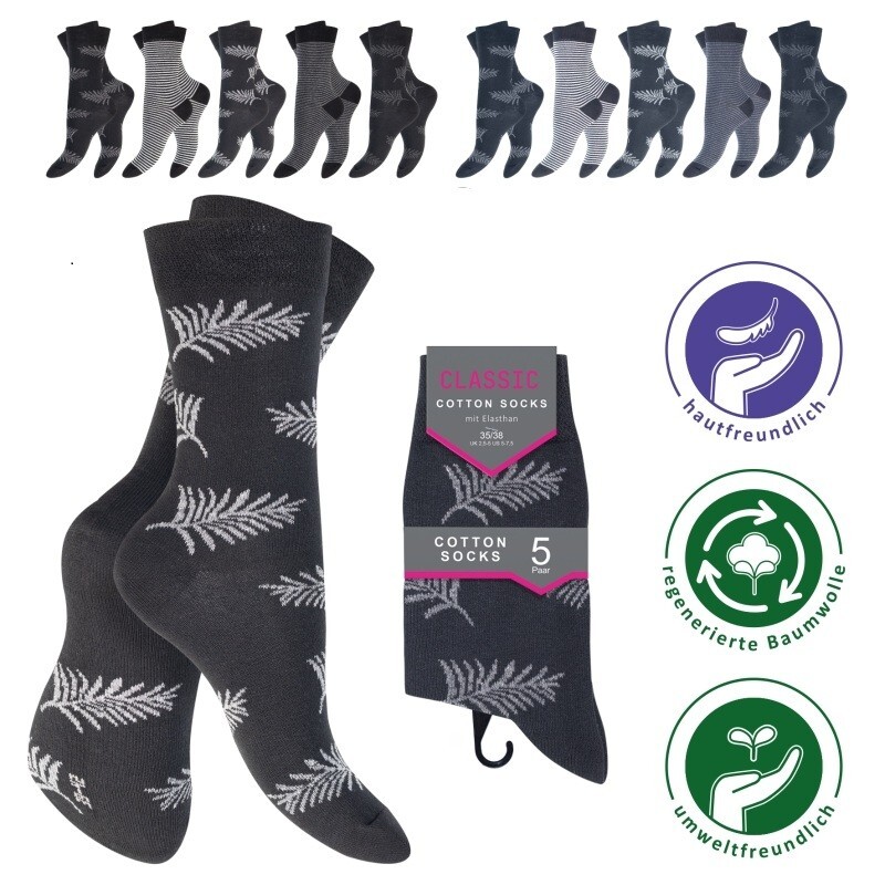 Damen Socken 63102, Komfortbund ohne Gummi, 2 x 5er -Pack, Gr.35/38