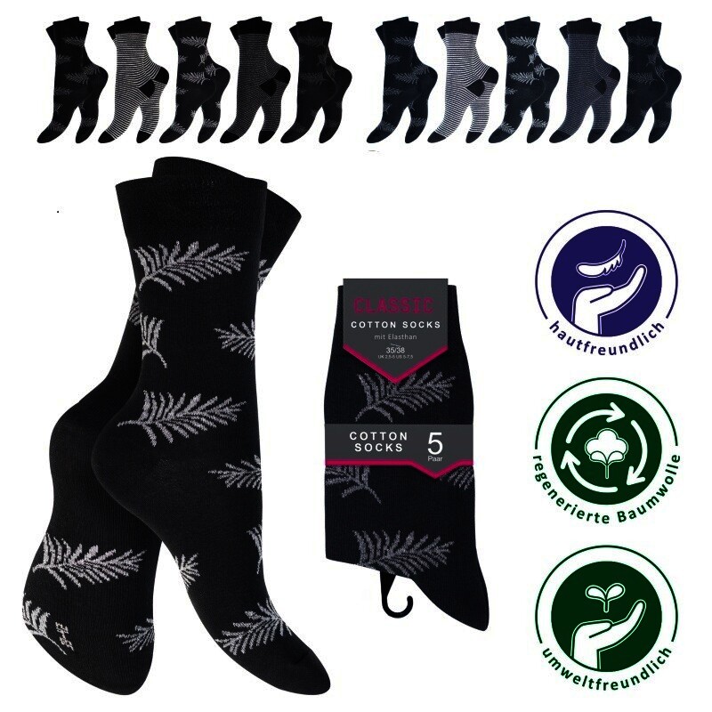 Damen Socken 63102, Komfortbund ohne Gummi, 2 x 5er -Pack, Gr.35/38