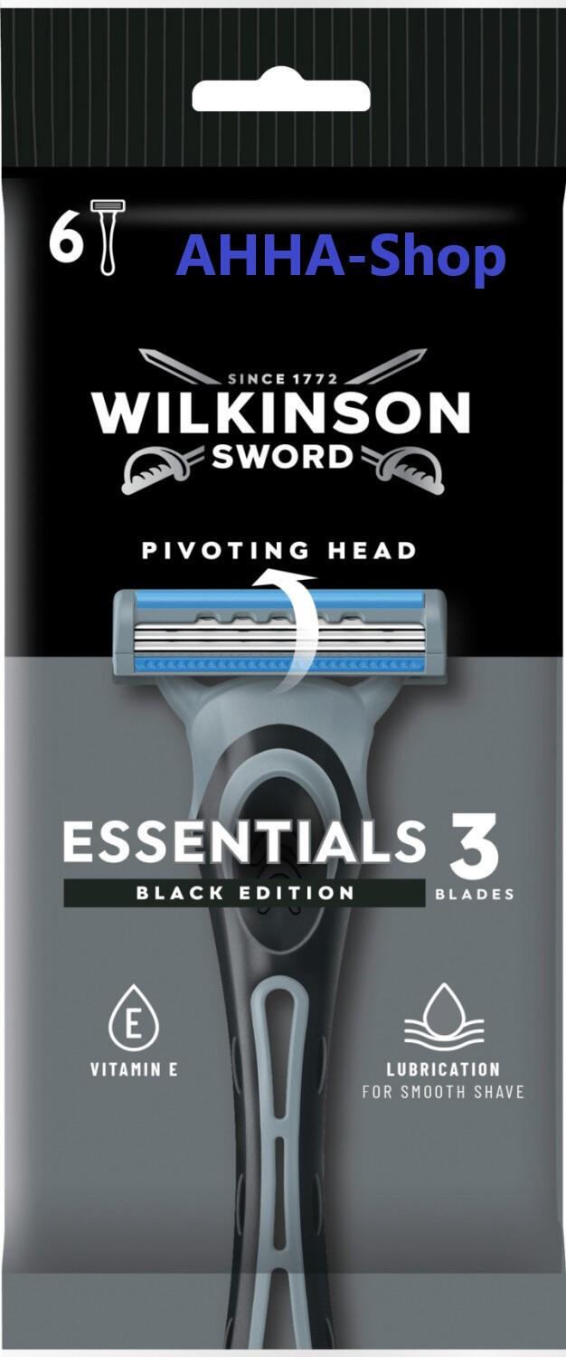 Wilkinson Extra 3 Essentials Black, Einwegrasierer, 6er Pack