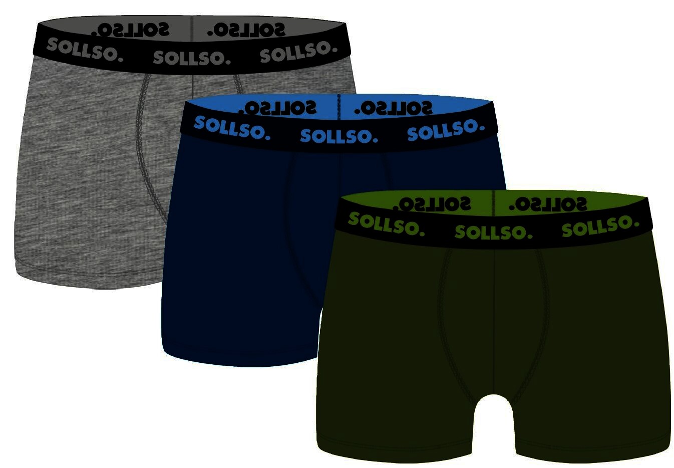 3er Pack Herren Boxershort, Bambusviskose, Blau/Grau/Olive, Gr.L