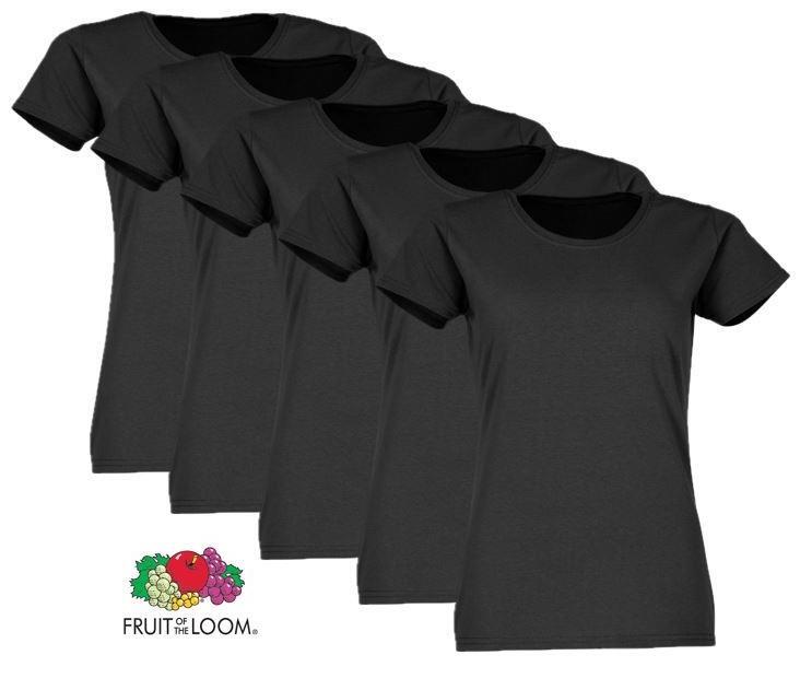 FRUIT OF THE LOOM  Valueweight Damen-T-Shirt, 10er-Pack, schwarz, Gr.XS