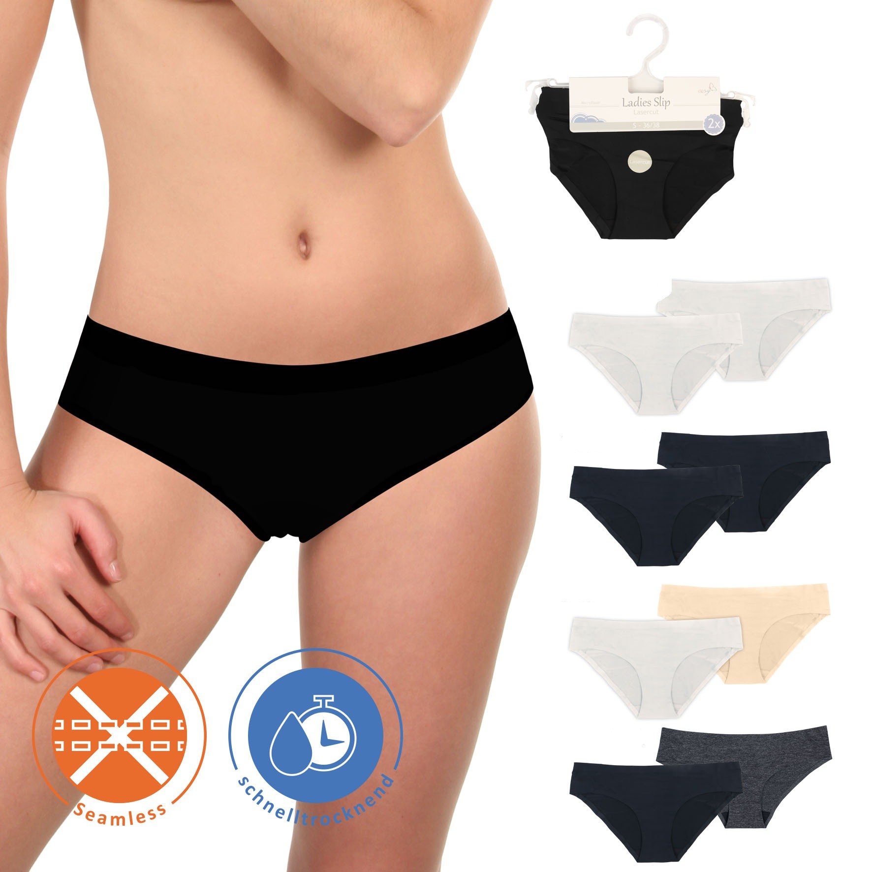Damen Bikinislip 18133, Lasercut Lurex, 3 x 2er-Pack, Gr.44/46 Damen Bikinislip 18133, Lasercut Lurex, 3 x 2er-Pack, Gr.44/46