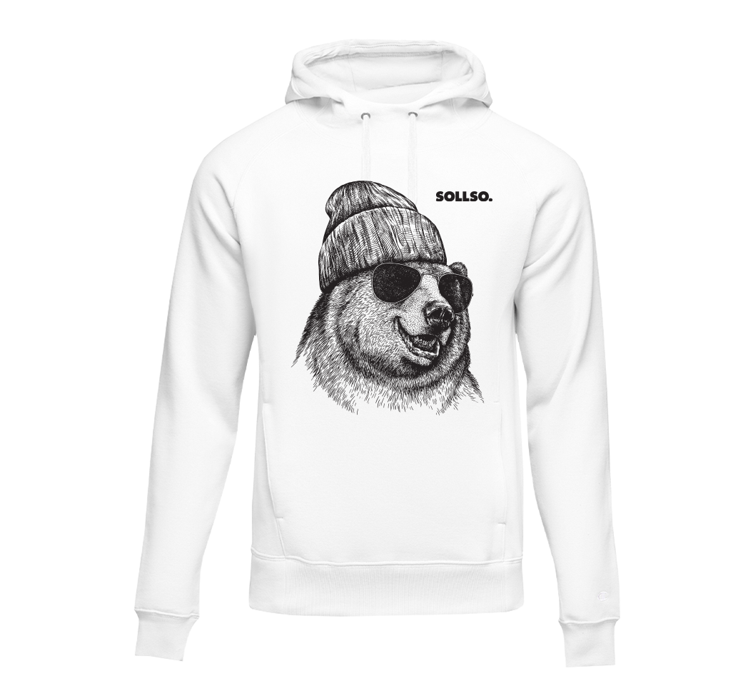 SOLLSO. Hoodie „Winterbear“, Farbe Melange White, Größe 8XL SOLLSO. Hoodie „Winterbear“, Farbe Melange White, Größe 8XL