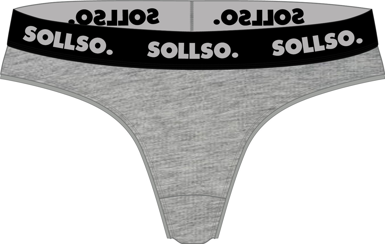 Damen Tanga, Bambusviskose, 3er-Pack, Grau/Schwarz, Gr.M