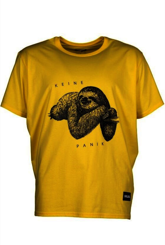 SOLLSO. T-Shirt "Keine Panik Faultier", Farbe Summer Sun, Größe S