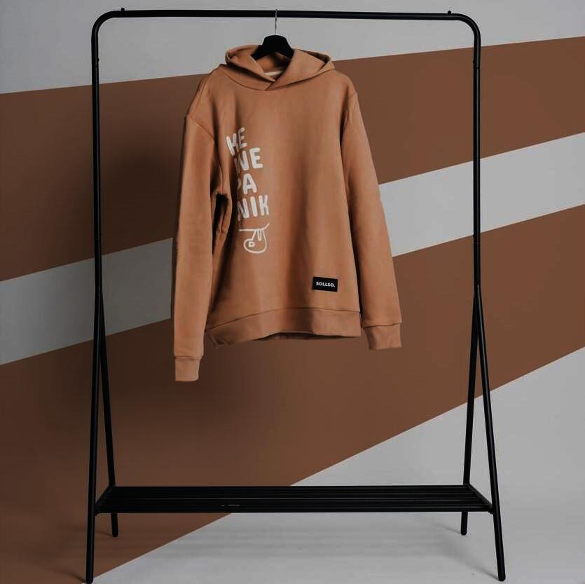 SOLLSO. Hoodie „No Panic Sloth“, Farbe Desert Beige, Größe 3XL