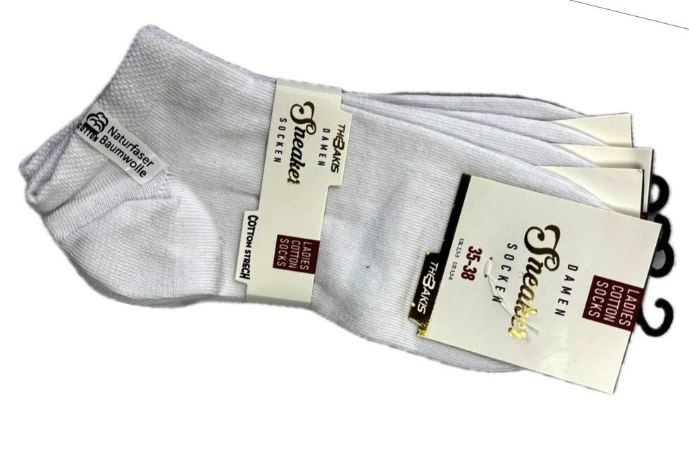 Damen Sneaker-Socken 7002, weiß, 2 x 4er-Pack, Gr.39/42
