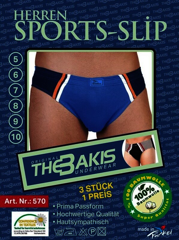 The Bakis Herren Baumwolle Sports Slips, 9er-Pack, mehrfarbig, Größe 6