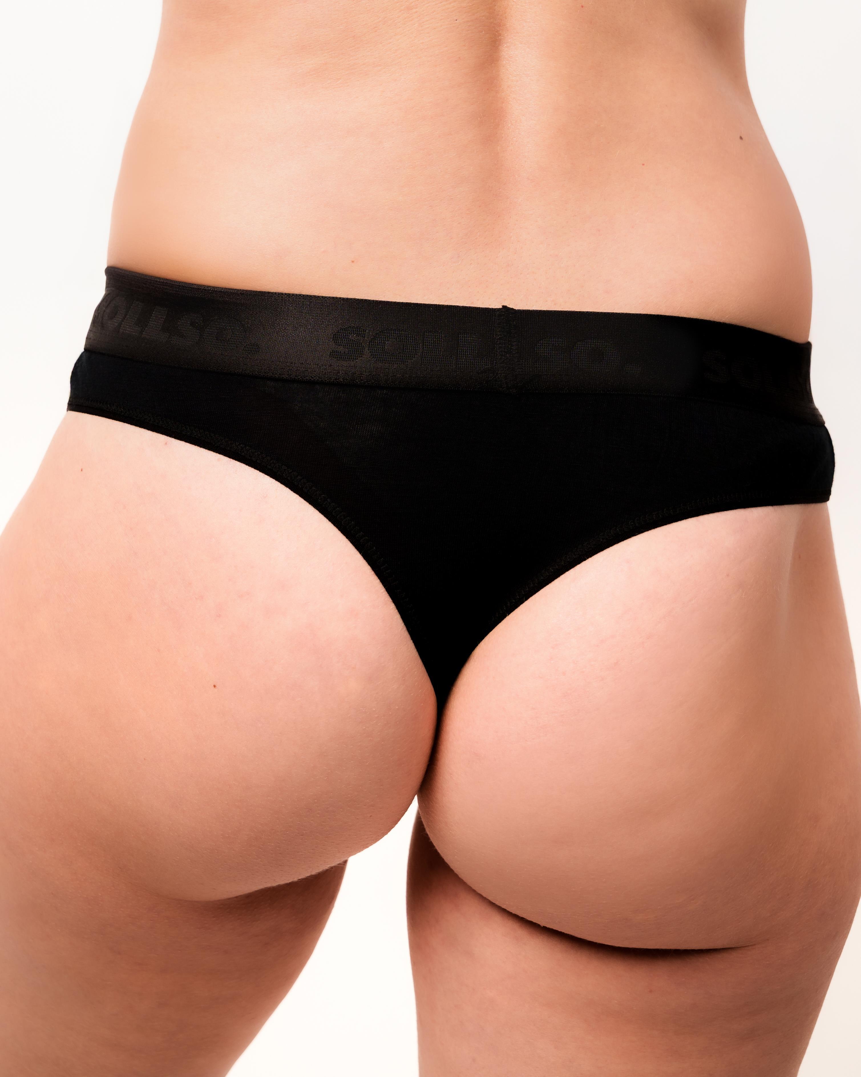Damen Tanga, Bambusviskose, 3er-Pack, Schwarz/Schwarz, Gr. M