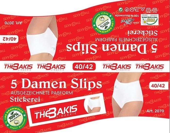 Damen Slip weiß 5er Pack, Größe 48/50