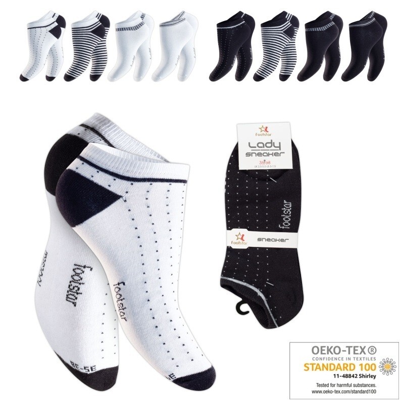 Damen Sneaker Socken 69312, Designmix, 2 x 4er-Pack, Gr.35/38