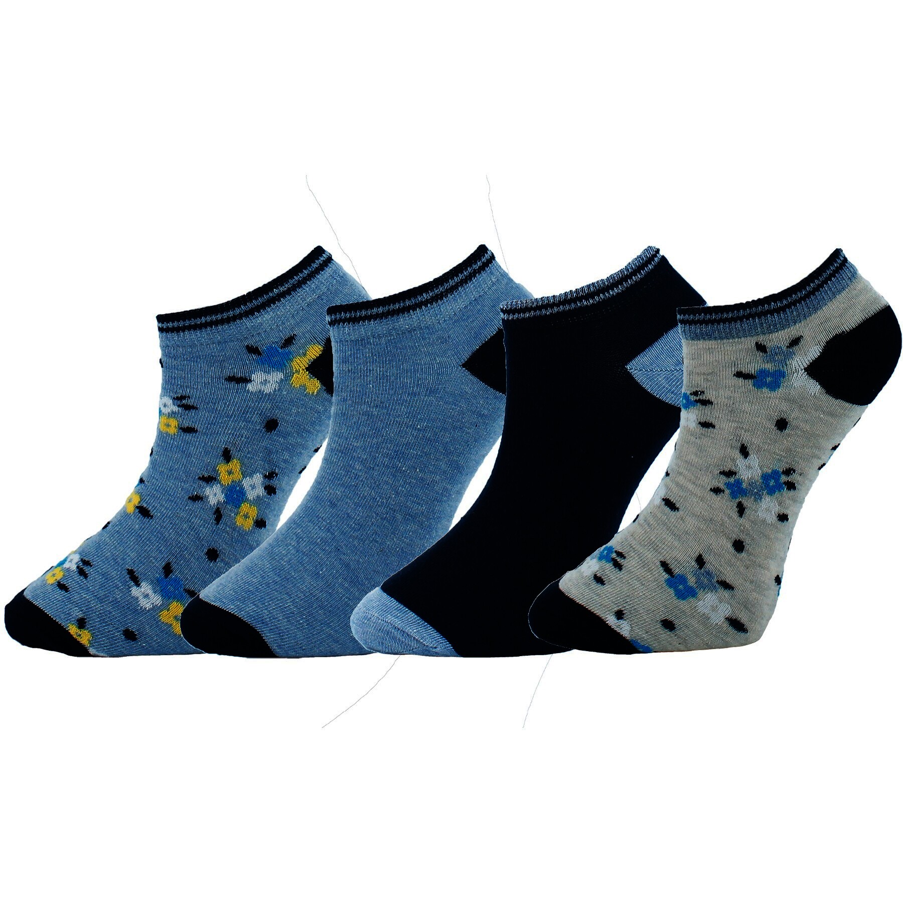 Damen Sneaker-Socken 7012, Blautöne bunt,2 x  4er Pack, Gr.35/38