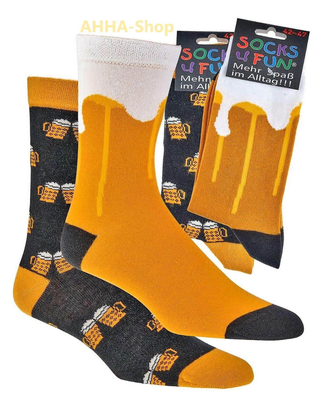 2 Paar „Socks4fun“ Socken mit Biermotiv, Gr. 42 - 47  2 Paar „Socks4fun“ Socken mit Biermotiv, Gr. 42 - 47