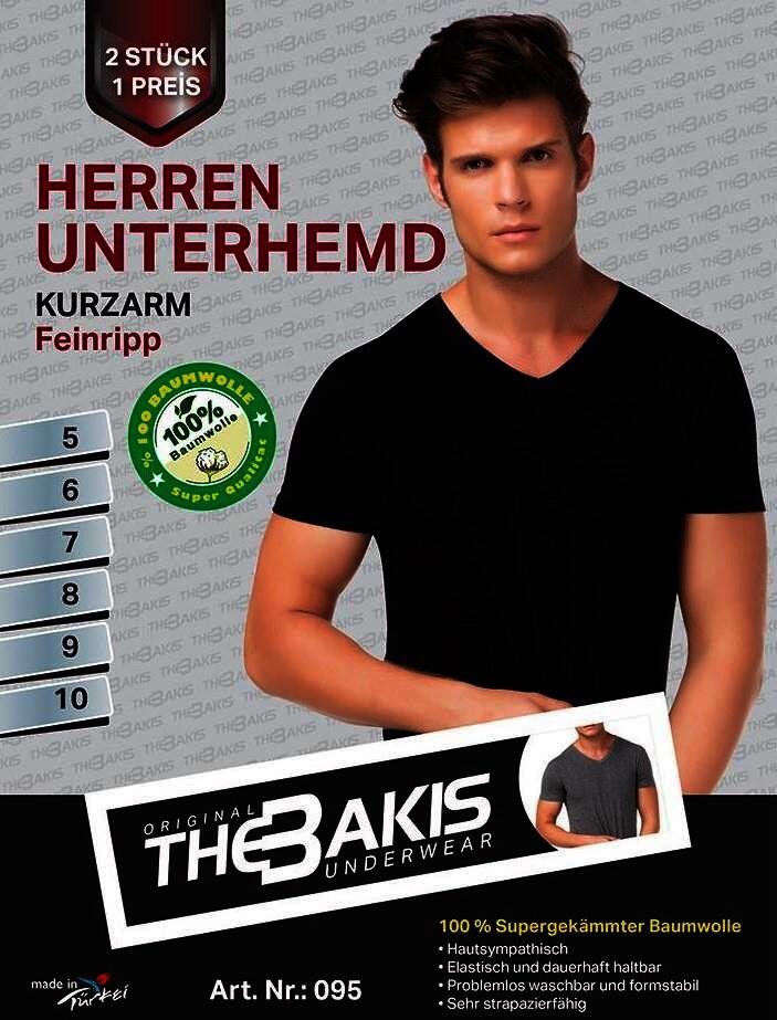 Herren Unterhemd 2er Pack Feinripp Farbe: Melange, Größe 10